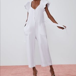 💜 ZARA RUSTIC WHITE COTTON JUMPSUIT 💜